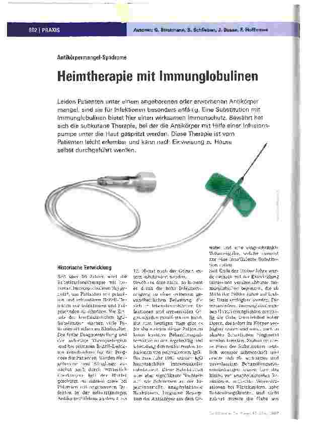 Vorschauseite 1: Heimtherapie mit Immunglobulinen