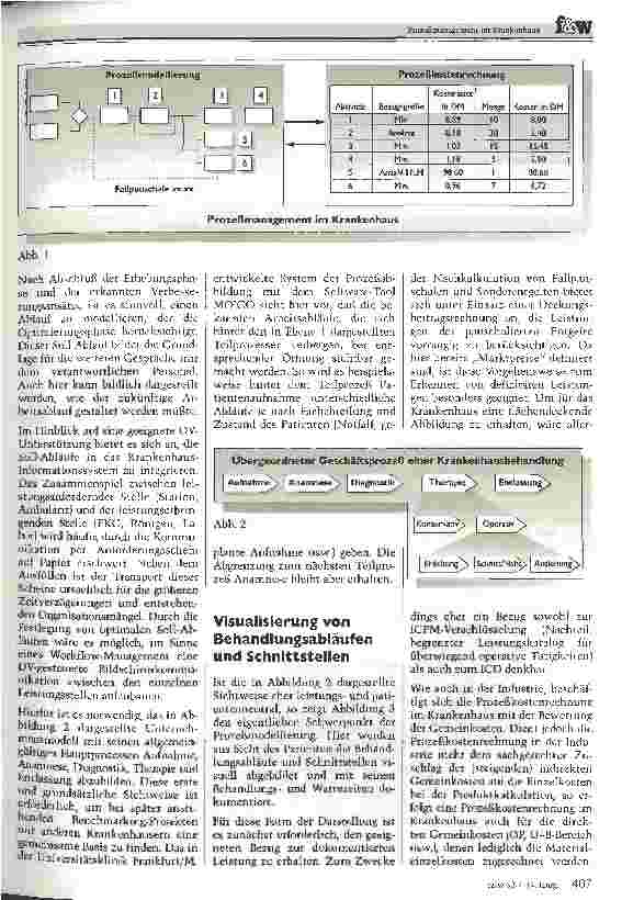 Vorschauseite 2: Prozeßmanagment im Krankenhaus Projekt an der Universitätsklinik Frankfurt am Main visualisiert und bewertet Arbeitsabläufe im Krankenhaus