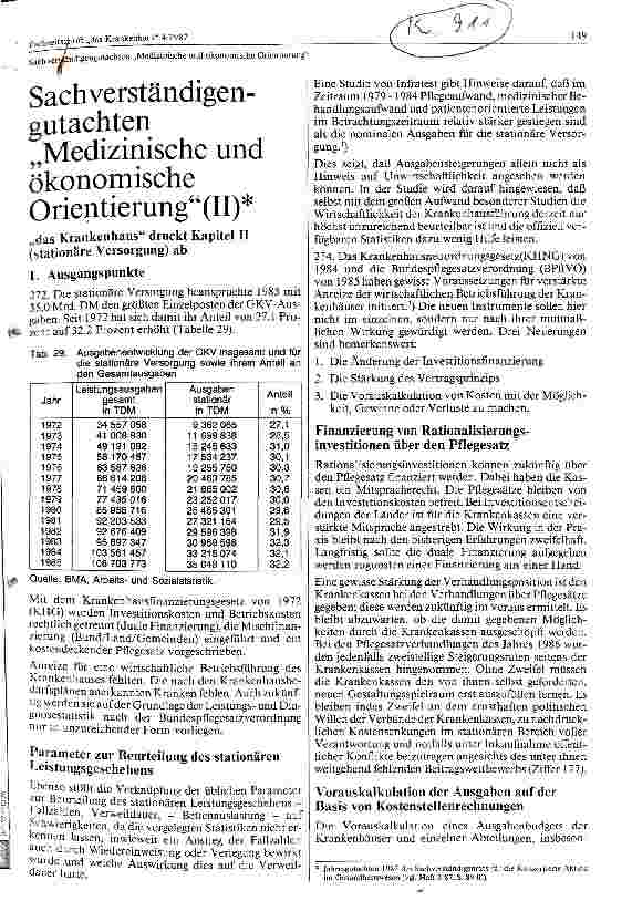 Vorschauseite 1: Sachverständigengutachten Medizinische u. ökonomische Orientierung II Kapitel II (stationäre Versorgung)