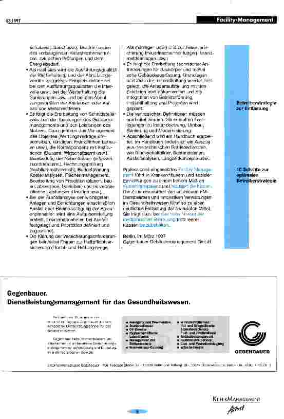 Vorschauseite 3: Das Instrument zur Kostenreduzierung und Kostentransparenz Facility Management in Krankenhäusern