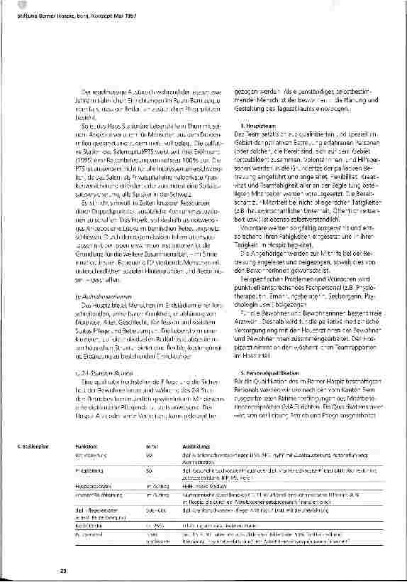 Vorschauseite 2: Stiftung Berner Hospiz, Bern Konzept Mai 1997