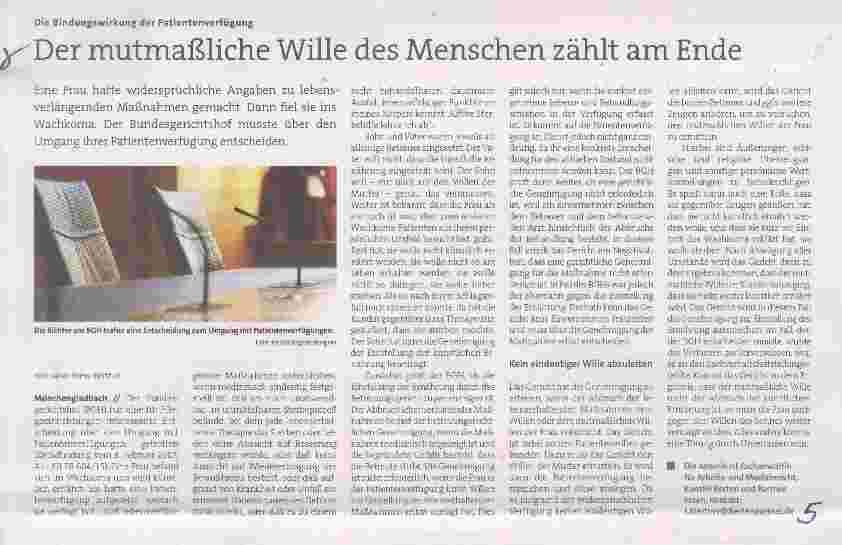Vorschauseite 1: Der mutmaßliche Wille des Menschen zählt am Ende