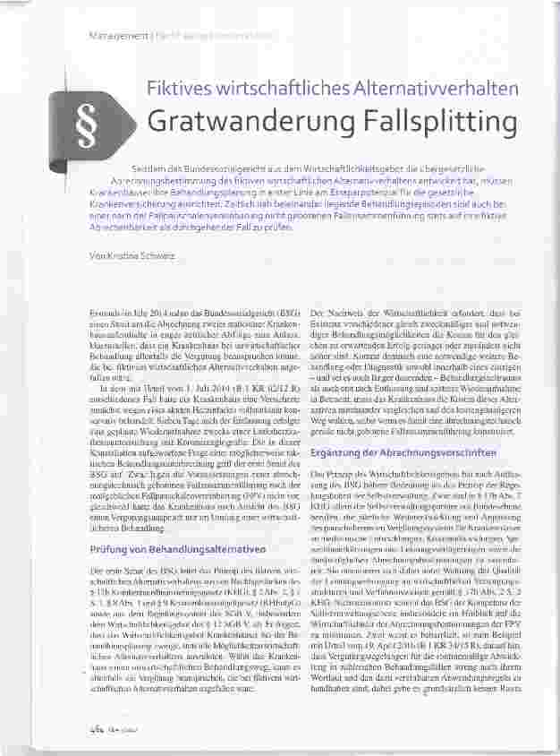 Vorschauseite 1: Fiktives wirtschaftliches Alternativverhalten Gratwanderung Fallsplitting