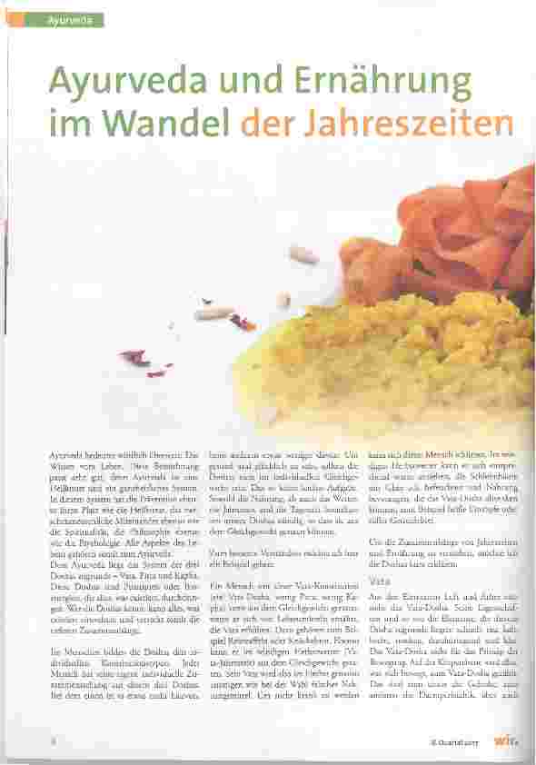 Vorschauseite 1: Ayurveda und Ernährung im Wandel der Jahreszeiten