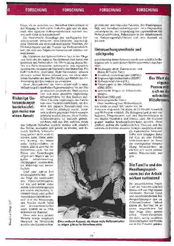 Vorschauseite 2: Eine Frage der persönlichen Entwicklung Neue Befunde über das Burnout-Syndrom bei Pflegekräften