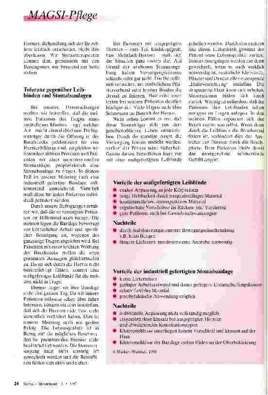 Vorschauseite 5: Die Versorgungssituation vom Patienten mit parastomalen Hernien Maßgefertigte Leibbinde kontra industriell gefertigte Stomabandage