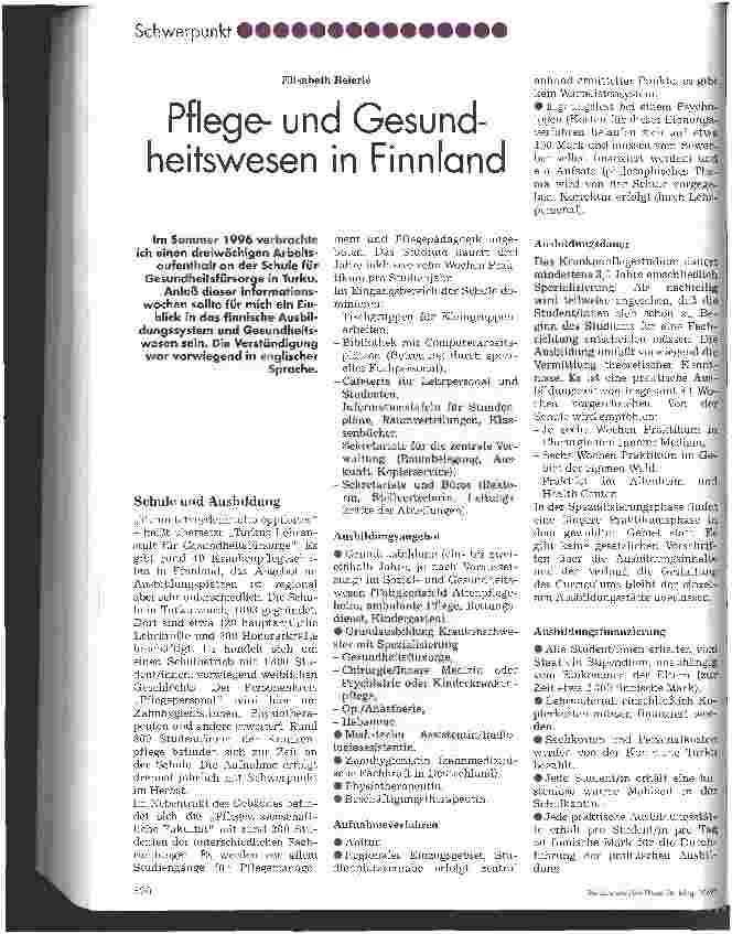 Vorschauseite 1: Pflege und Gesundheitswesen in Finnland