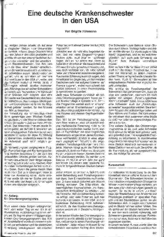 Vorschauseite 1: Eine deutsche Krankenschwester in den USA