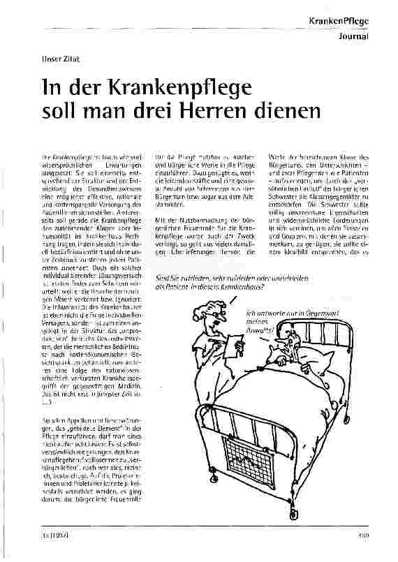Vorschauseite 1: In der Krankenpflege soll man drei Herren dienen