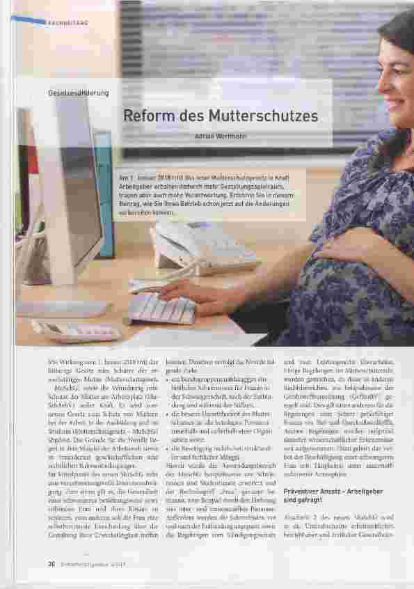 Vorschauseite 1: Reform des Mutterschutzes