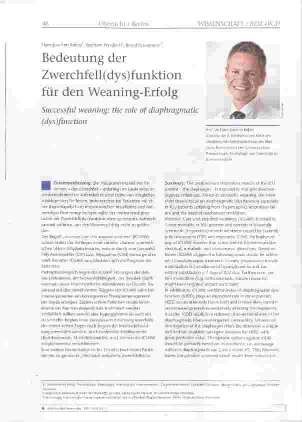 Vorschauseite 1: Bedeutung der Zwerchfell(dys)Funktion für den Weaning-Erfolg