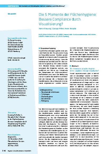 Vorschauseite 1: Die 5 Momente der Flächenhygiene: Bessere Compliance durch Visualisierung?