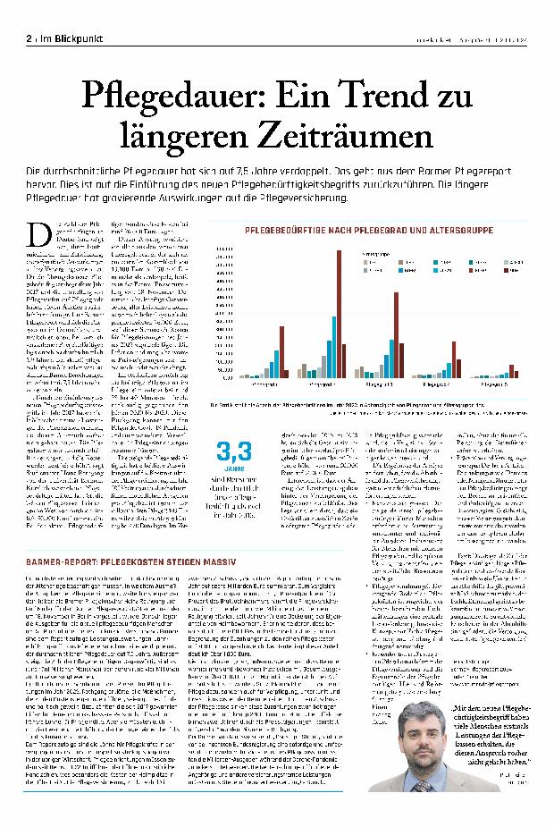 Vorschauseite 1: Pflegedauer: Ein Trend zu längeren Zeiträumen