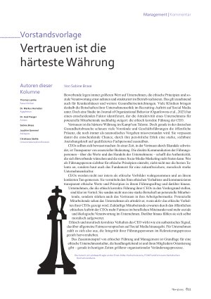 Vorschauseite 1: Vertrauen ist die härteste Währung