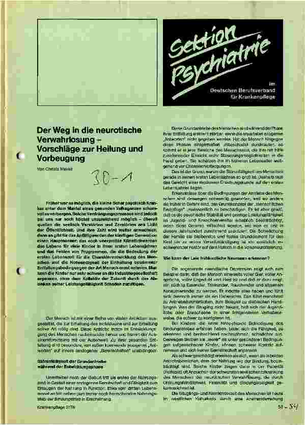 Vorschauseite 1: Der Weg in die neurotische Verwahrlosung - Vorschläge zur Heilung und Vorbeugung