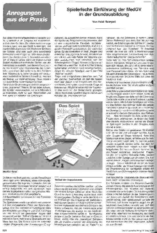 Vorschauseite 1: Spielerische Einführung der MedGV in der Grundausbildung