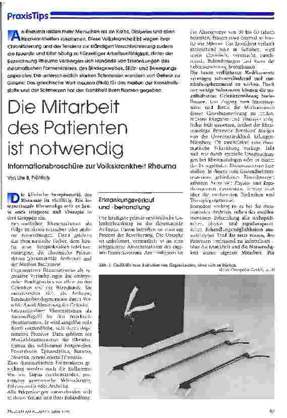 Vorschauseite 1: Die Mitarbeit des Patienten ist notwendig Informationsbroschüre zur Volkskrankheit Rheuma