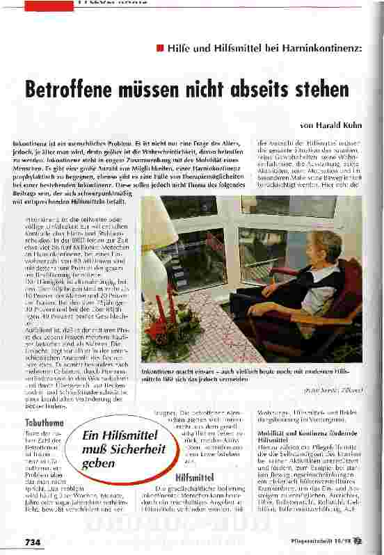 Vorschauseite 1: Betroffene müssen nicht abseits stehen Hilfe und Hilfsmittel bei Harninkontinenz