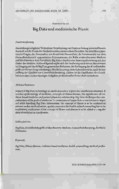 Vorschauseite 1: Big Data und medizinische Praxis