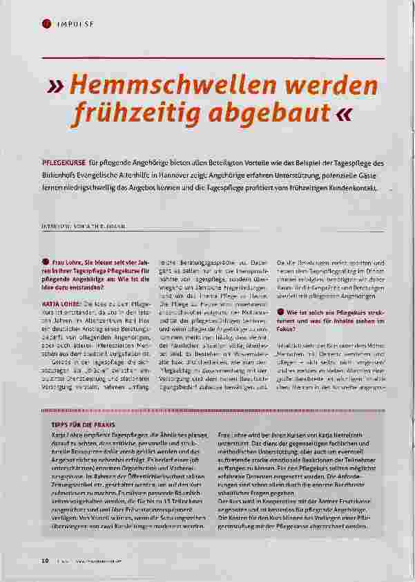 Vorschauseite 1: Hemmschwellen werden frühzeitig abgebaut