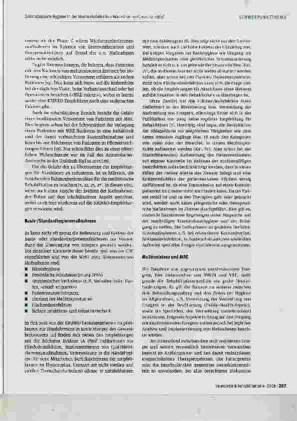 Vorschauseite 3: Evidenzbasierte Hygiene in der Neurorehabilitation: Was ist sinnvoll, was ist nötig?