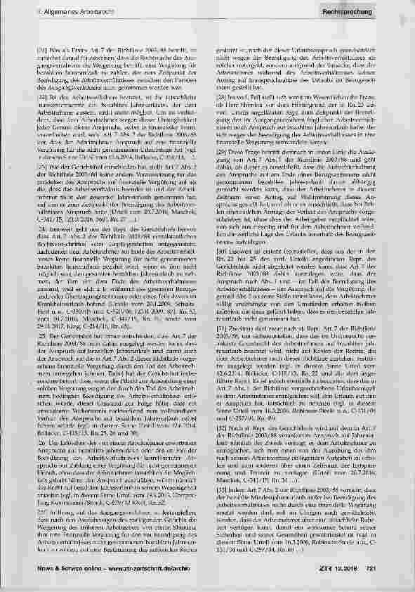 Vorschauseite 3: Urlaubsanspruch - Antragserfordernis - Geltendmachung von Rechten aus Art. 31 Abs.2 GRC