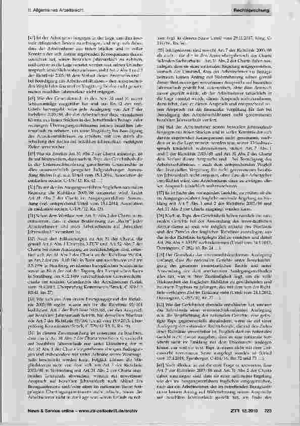 Vorschauseite 5: Urlaubsanspruch - Antragserfordernis - Geltendmachung von Rechten aus Art. 31 Abs.2 GRC