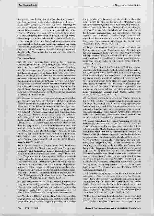 Vorschauseite 6: Urlaubsanspruch - Antragserfordernis - Geltendmachung von Rechten aus Art. 31 Abs.2 GRC