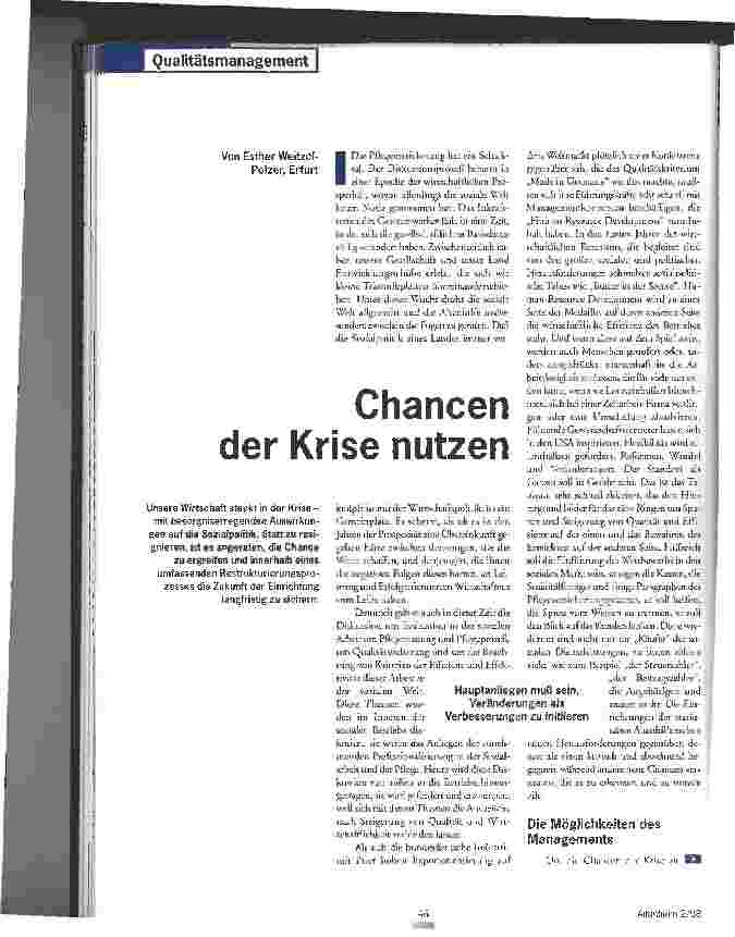 Vorschauseite 1: Chancen der Krise nutzen