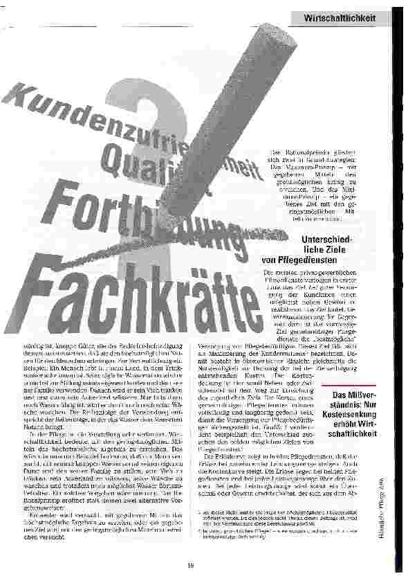 Vorschauseite 2: Mit dem Rotstift richtig umgehen Wirtschaftichkeit in Pflegediensten ist mehr als Kostensenkung