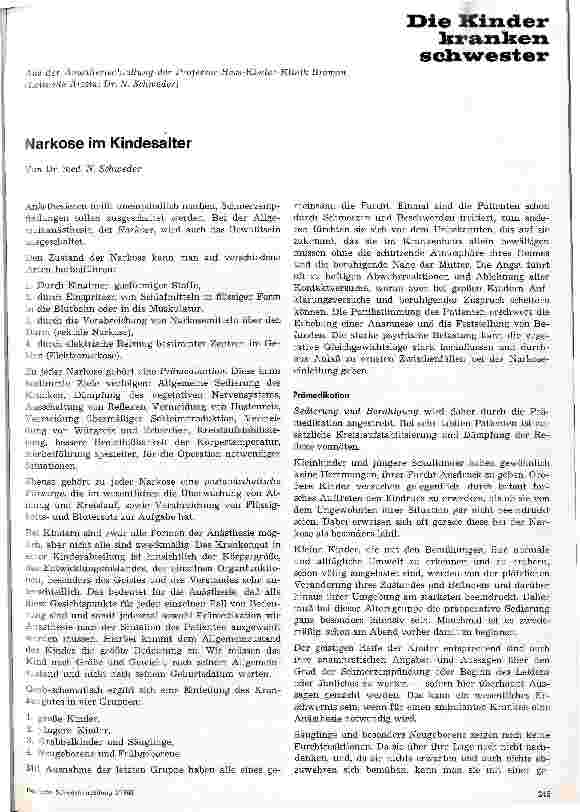 Vorschauseite 1: Narkose im Kindesalter