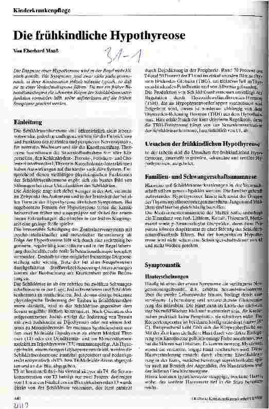 Vorschauseite 1: Die frühkindliche Hypothyreose