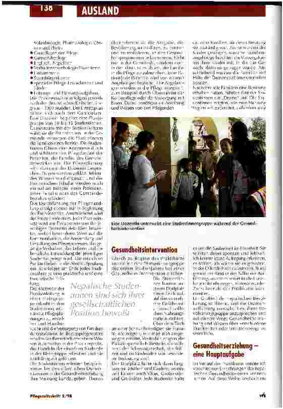 Vorschauseite 3: Pflegende in Nepal sind es gewohnt, sich durchzusetzen Pflegeausbildung und Gesundheitssystem in Nepal/Teil 2