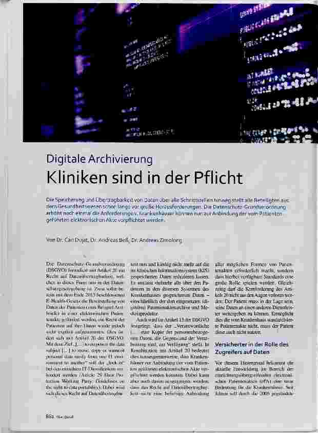 Vorschauseite 1: Kliniken sind in der Pflicht