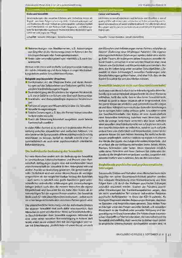 Vorschauseite 2: Krebs und Sexualität