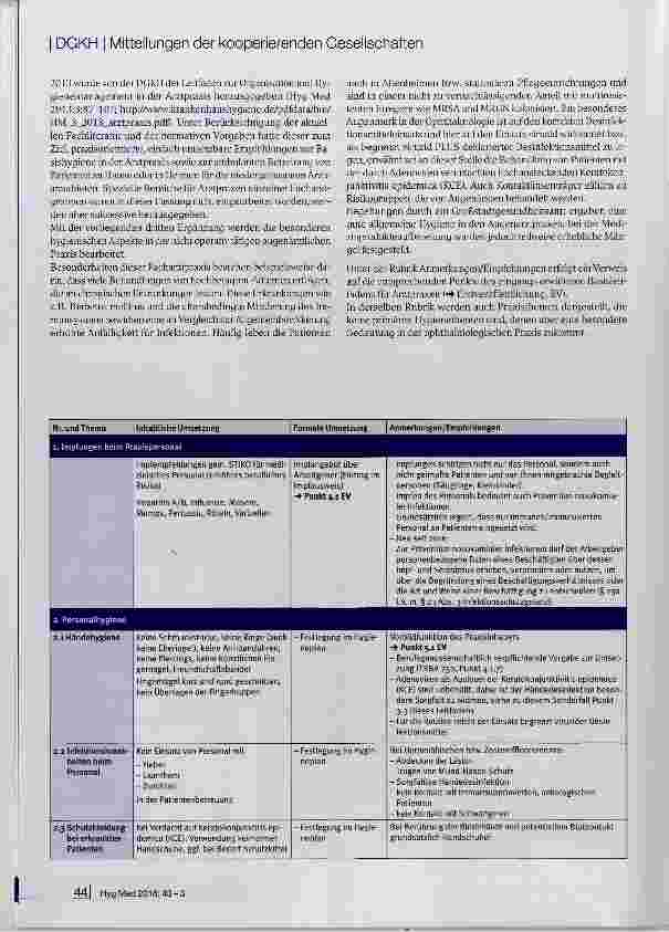 Vorschauseite 2: Hygienische Aspekte in der augenärztlichen Praxis