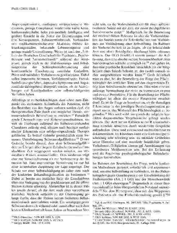 Vorschauseite 3: Strafrechtliche Verantwortlichkeit der behandelnden Arzte für den Freitod eines Patienten nach Beendigung des Klinikaufenthalts?