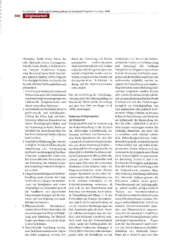 Vorschauseite 4: Der Beitrag der Onkologiepflege zur Swiss Research Agenda for Nursing - SRAN
