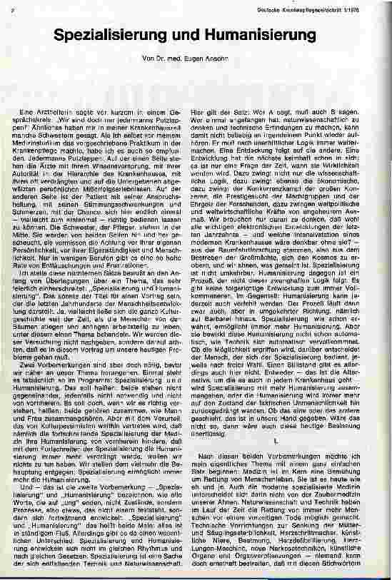 Vorschauseite 1: Spezialisierung und Humanisierung
