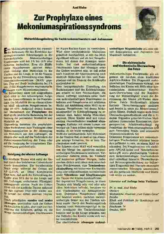 Vorschauseite 1: Zur Prophylaxe eines Mekoniumaspirationssyndroms
