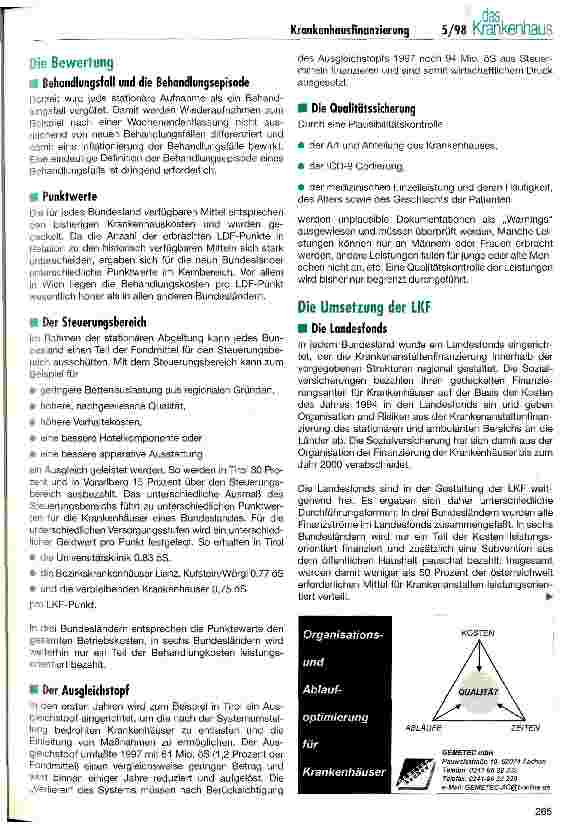 Vorschauseite 5: Die Leistungsorientierte Krankenhausfinanzierung (LKF) in Österreich Darstellung und Bewertung
