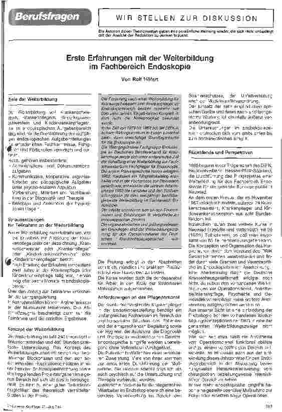Vorschauseite 1: Erste Erfahrungen mit der Weiterbildung im Fachbereich Endoskopie