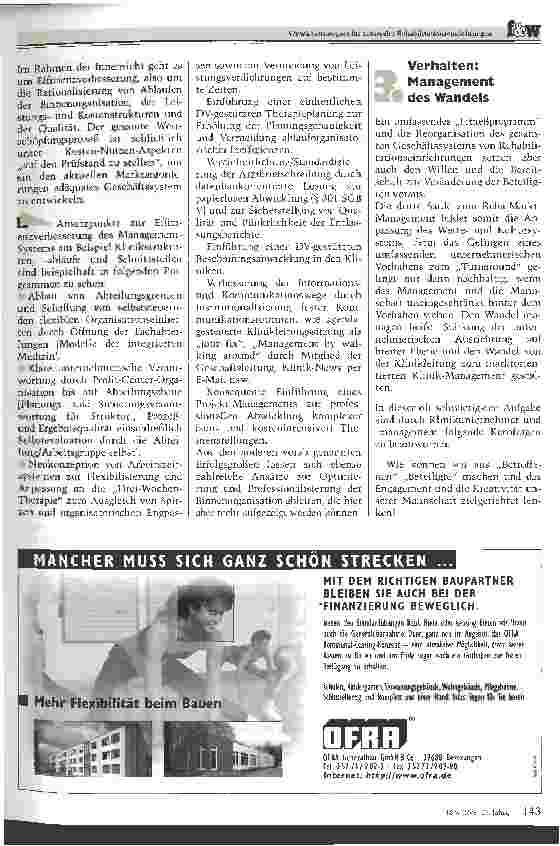 Vorschauseite 5: Vorwärtsstrategien für stationäre Rehabilitationseinrichtungen Investieren statt resignieren