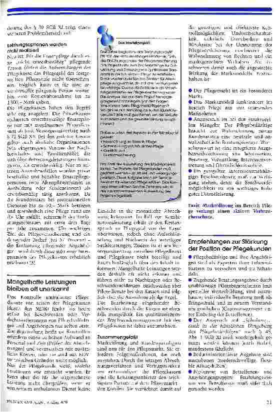 Vorschauseite 2: Der schwache Kunde Marktöffnung im Bereich Pflege verlangt aktiven Verbraucherschutz
