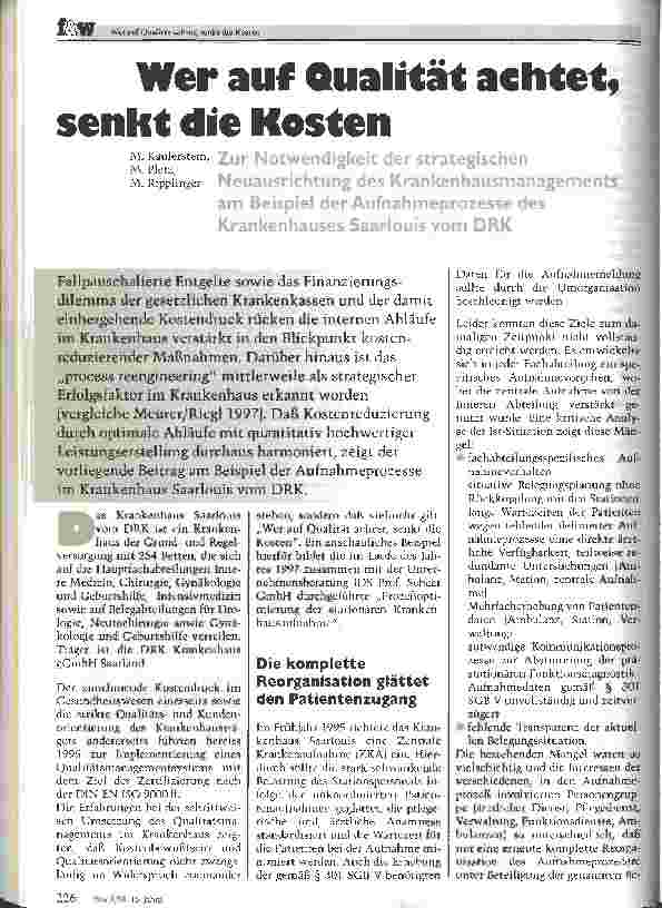 Vorschauseite 1: Wer auf Qualität achtet, senkt die Kosten