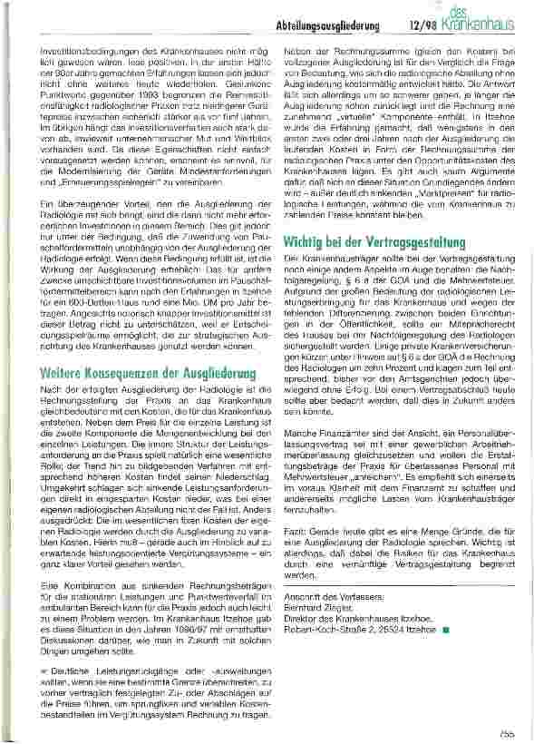 Vorschauseite 3: Ausgliederung von Radiologie und Nuklearmedizin - Bilanz nach fünf Jahren