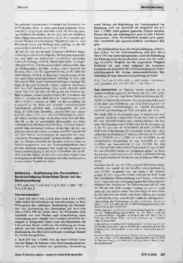 Vorschauseite 1: Befristung Zustimmung des Personalrats Berücksichtigung förderlicher Zeiten bei der StufenzuordnungLPVG §66 Abs. 1 und Abs. 2, §72 Abs. 1 Satz 1 Nr. 1; TV-L§16Abs.2