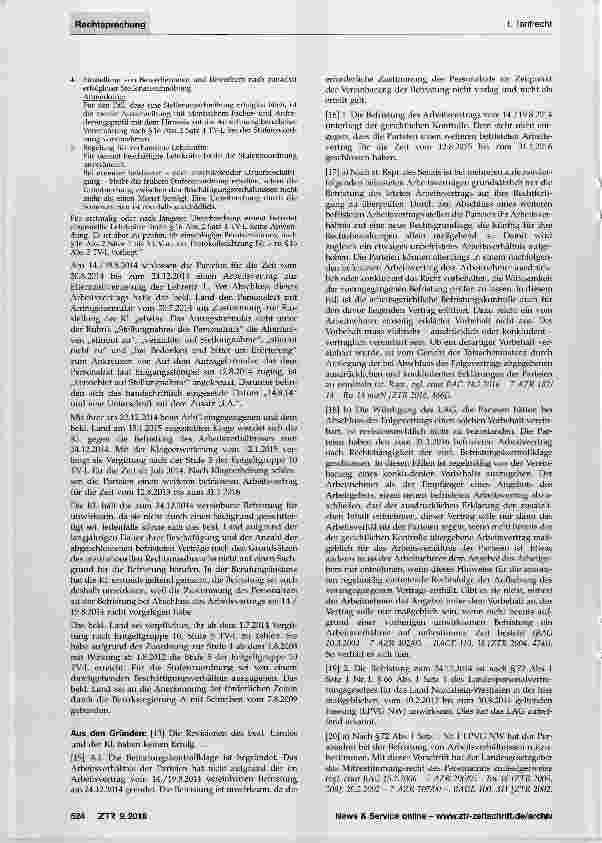 Vorschauseite 2: Befristung Zustimmung des Personalrats Berücksichtigung förderlicher Zeiten bei der StufenzuordnungLPVG §66 Abs. 1 und Abs. 2, §72 Abs. 1 Satz 1 Nr. 1; TV-L§16Abs.2