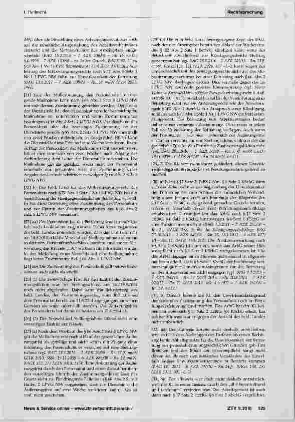 Vorschauseite 3: Befristung Zustimmung des Personalrats Berücksichtigung förderlicher Zeiten bei der StufenzuordnungLPVG §66 Abs. 1 und Abs. 2, §72 Abs. 1 Satz 1 Nr. 1; TV-L§16Abs.2