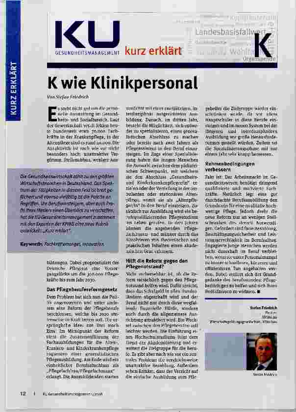 Vorschauseite 1: K wie Klinikpersonal